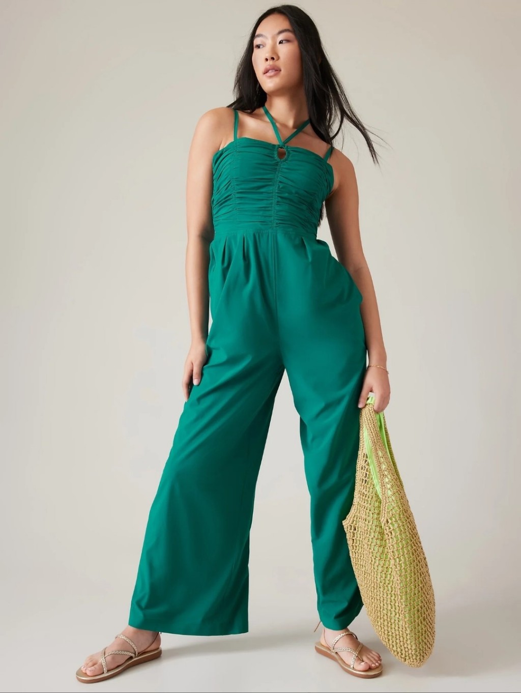 Nwot Athleta Keys Enlighten Up Jumpsuit Size 4 Emerald Green
